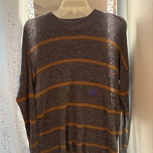 American Eagle Outfitters Gray Sweater with Brown Stripes